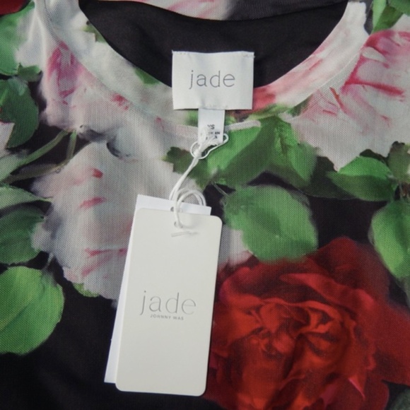 Jade Johnny Was Lolia Rose Print Mesh Midi Dress Nwt XS - Picture 5 of 9